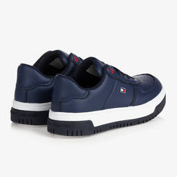 Tommy Hilfiger-Teen Blue Faux Leather Trainers | Childrensalon Outlet