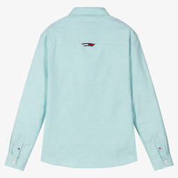 Tommy Hilfiger-Teen Boys Aqua Blue Cotton Logo Shirt | Childrensalon Outlet