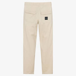 Tommy Hilfiger-Teen Boys Beige Cotton Belt Trousers | Childrensalon Outlet