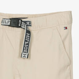 Tommy Hilfiger-Teen Boys Beige Cotton Belt Trousers | Childrensalon Outlet