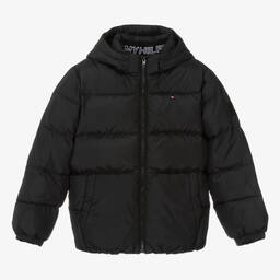 Tommy Hilfiger-Teen Boys Black Down Padded Jacket | Childrensalon Outlet