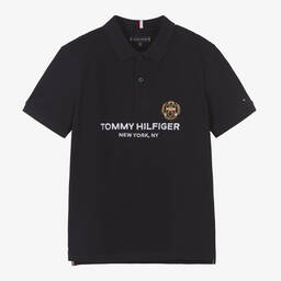 Tommy Hilfiger-Синяя хлопковая рубашка поло | Childrensalon Outlet