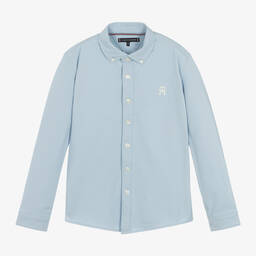 Tommy Hilfiger-قميص قطن بيكيه لون أزرق فاتح للمراهقين | Childrensalon Outlet