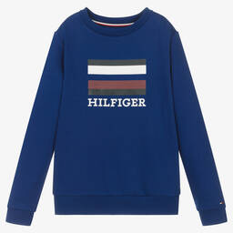 Tommy Hilfiger-Синий свитшот с круглым вырезом | Childrensalon Outlet