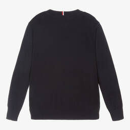 Tommy Hilfiger-Синий вязаный свитер для мальчиков-подростков | Childrensalon Outlet