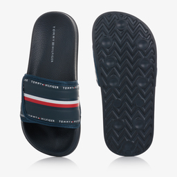 Tommy Hilfiger-Teen Boys Blue Logo Sliders | Childrensalon Outlet