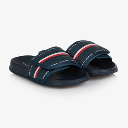 Tommy Hilfiger-Teen Boys Blue Logo Sliders | Childrensalon Outlet