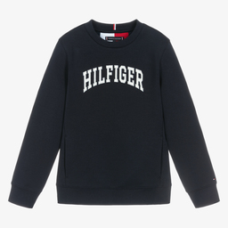 Tommy Hilfiger-سويتشيرت تينز ولادي قطن جيرسي لون كحلي | Childrensalon Outlet