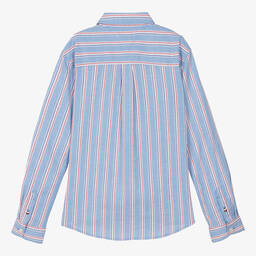 Tommy Hilfiger-Teen Boys Blue Striped Cotton Shirt | Childrensalon Outlet