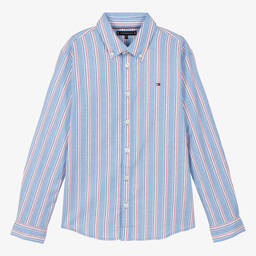 Blue and white striped tommy hilfiger shirt shop
