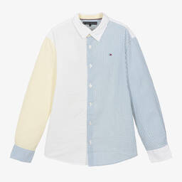 Tommy Hilfiger-Teen Boys Colourblock Striped Cotton Shirt | Childrensalon Outlet
