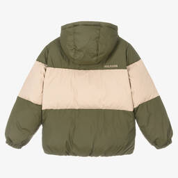 Tommy Hilfiger-Teen Boys Green & Beige Down Puffer Jacket | Childrensalon Outlet