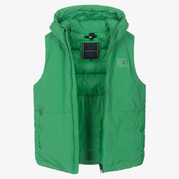 Tommy Hilfiger-Зеленый пуховый жилет с нашивкой-флагом | Childrensalon Outlet