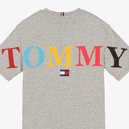 Tommy Hilfiger-Teen Boys Grey Cotton Logo T-Shirt | Childrensalon Outlet
