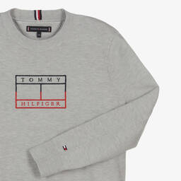 Tommy Hilfiger-كنزة تينز ولادي مزيج فيسكوز محبوك لون رمادي | Childrensalon Outlet