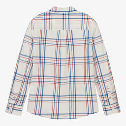 Tommy Hilfiger-Teen Boys Ivory Checked Cotton Shirt | Childrensalon Outlet