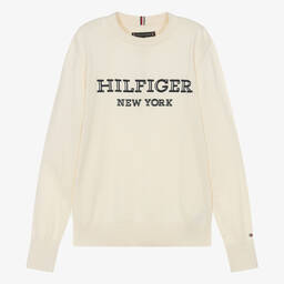 Tommy Hilfiger-Teen Boys Ivory Cotton Knit Sweater | Childrensalon Outlet
