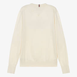 Tommy Hilfiger-Teen Boys Ivory Cotton Knit Sweater | Childrensalon Outlet