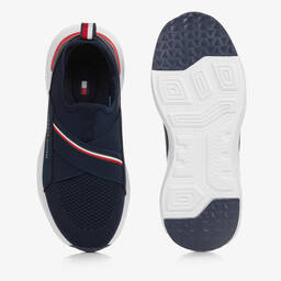 Tommy Hilfiger-ترينرز سهل الانتعال قماش وجلد صناعي لون كحلي | Childrensalon Outlet