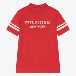 Tommy Hilfiger-Teen Boys Red Cotton Polo Shirt | Childrensalon Outlet