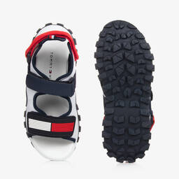 Tommy Hilfiger-Teen Boys White & Blue Flag Sandals | Childrensalon Outlet