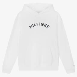 Tommy Hilfiger-توب هودي تينز ولادي قطن لون أبيض | Childrensalon Outlet