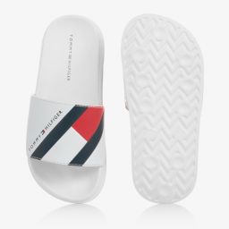 Tommy Hilfiger-Белые шлепанцы для мальчиков-подростков | Childrensalon Outlet