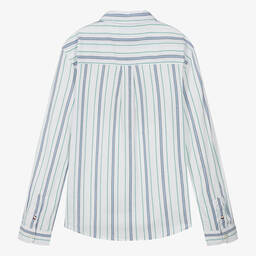 Tommy Hilfiger-Teen Boys White Striped Cotton Shirt | Childrensalon Outlet
