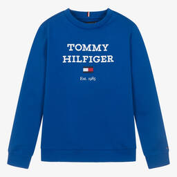 Tommy Hilfiger-سويتشيرت قطن جيرسي لون أزرق للمراهقين | Childrensalon Outlet