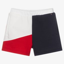 Tommy Hilfiger-شورت قطن عضوي جيرسي لون أحمر وكحلي وأبيض | Childrensalon Outlet