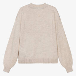 Tommy Hilfiger-Teen Girls Beige Embroidered Flag Wool Sweater | Childrensalon Outlet