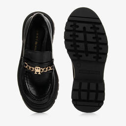 Tommy Hilfiger-Teen Girls Black Faux Leather Loafers | Childrensalon Outlet