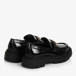 Tommy Hilfiger-Teen Girls Black Faux Leather Loafers | Childrensalon Outlet