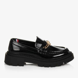 Tommy Hilfiger-Teen Girls Black Faux Leather Loafers | Childrensalon Outlet