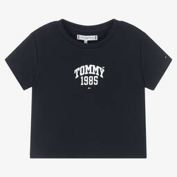 Tommy Hilfiger-Синяя хлопковая футболка для девочек-подростков | Childrensalon Outlet