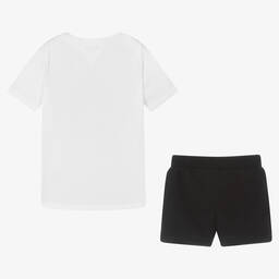 Tommy Hilfiger-طقم شورت تينز بناتي قطن لون أبيض وكحلي | Childrensalon Outlet