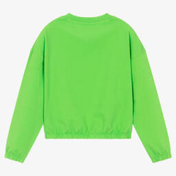 Tommy Hilfiger-سويتشيرت تينز بناتي قطن جيرسي لون أخضر | Childrensalon Outlet