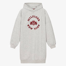 Tommy Hilfiger-Teen Girls Grey Cotton Hoodie Dress | Childrensalon Outlet