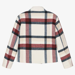 Tommy Hilfiger-Teen Girls Ivory Check Wool Peacoat | Childrensalon Outlet