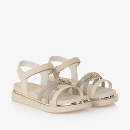 Tommy Hilfiger-Teen Girls Ivory Faux Leather Sandals | Childrensalon Outlet