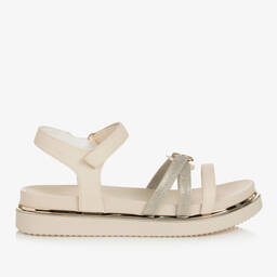 Tommy Hilfiger-Teen Girls Ivory Faux Leather Sandals | Childrensalon Outlet