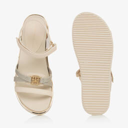 Tommy Hilfiger-Teen Girls Ivory Faux Leather Sandals | Childrensalon Outlet