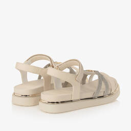 Tommy Hilfiger-Teen Girls Ivory Faux Leather Sandals | Childrensalon Outlet