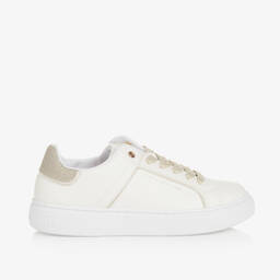 Tommy Hilfiger-Teen Girls Ivory Faux Leather Trainers | Childrensalon Outlet