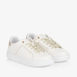 Tommy Hilfiger-Teen Girls Ivory Faux Leather Trainers | Childrensalon Outlet