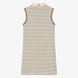 Tommy Hilfiger-فستان بولو قطن مقلم لون عاجي وكحلي للمراهقات | Childrensalon Outlet
