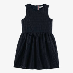 Tommy Hilfiger-Teen Girls Navy Blue Broderie Anglaise Dress | Childrensalon Outlet