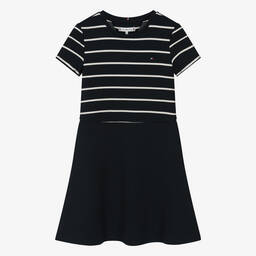 Tommy Hilfiger-Teen Girls Navy Blue Jersey Skater Dress | Childrensalon Outlet