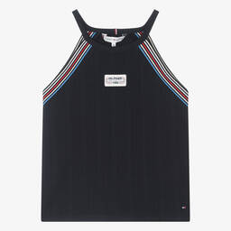 Tommy Hilfiger-Teen Girls Navy Blue Ribbed Cotton Top | Childrensalon Outlet