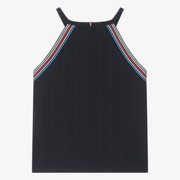 Tommy Hilfiger-Teen Girls Navy Blue Ribbed Cotton Top | Childrensalon Outlet